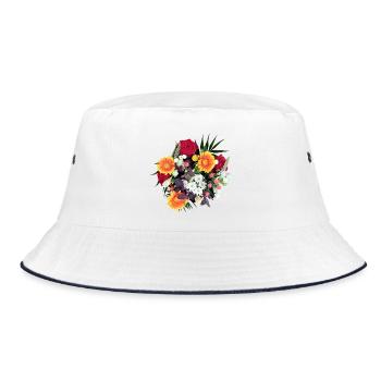BOUQUET - Bucket Hat - white/navy - Front