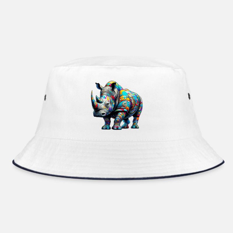 Nashorn - Bucket Hat - Weiß/Navy