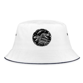 Schwarz-weiße Dinosaurierskelette für Dino Fans - Bucket Hat - Weiß/Navy - Vorne