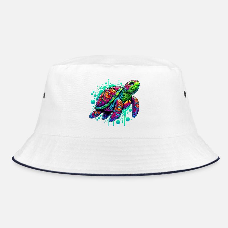 Schildkröte - Bucket Hat - Weiß/Navy