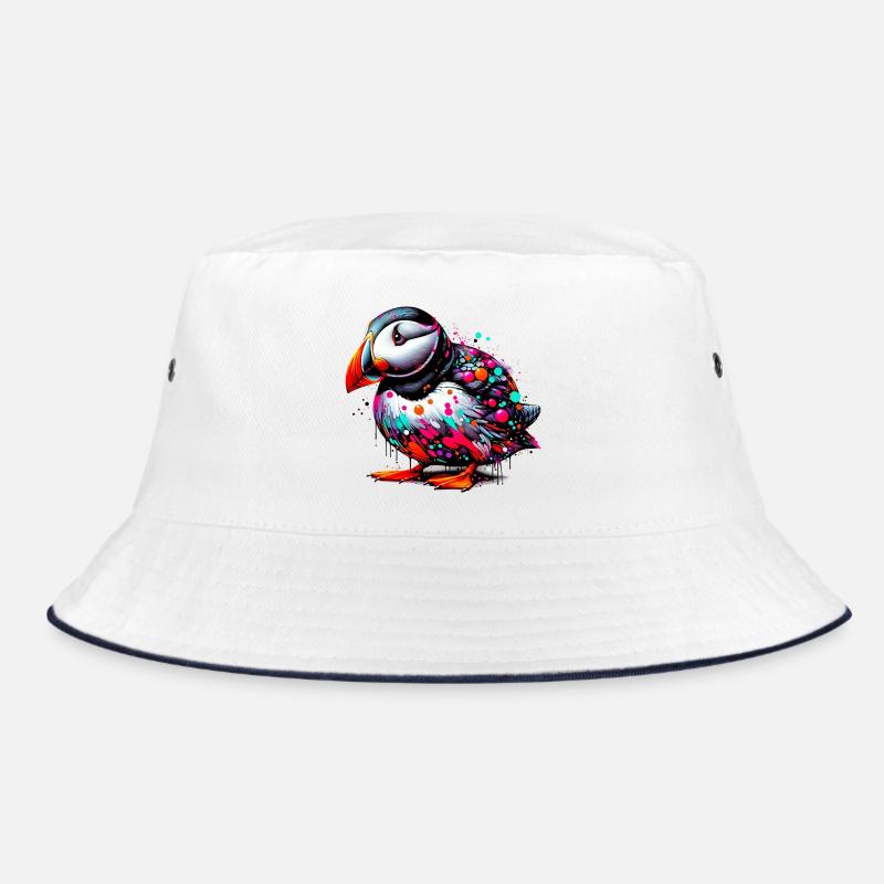 Papageitaucher - Bucket Hat - Weiß/Navy