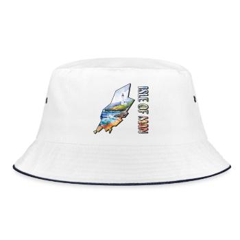 Watercolor Map Isle of Man - Bucket Hat - white/navy - Front