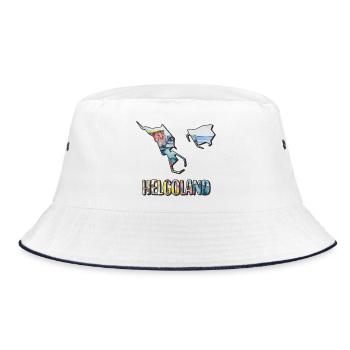 Aquarell Landkarte Helgoland - Bucket Hat - Weiß/Navy - Vorne