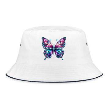 Butterfly, Diamond, Diamonds, Crystals, Crystal - Bucket Hat - white/navy - Front
