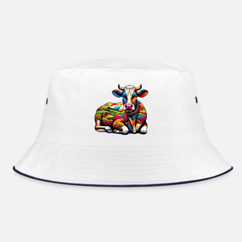 Kuh - Bucket Hat - Weiß/Navy