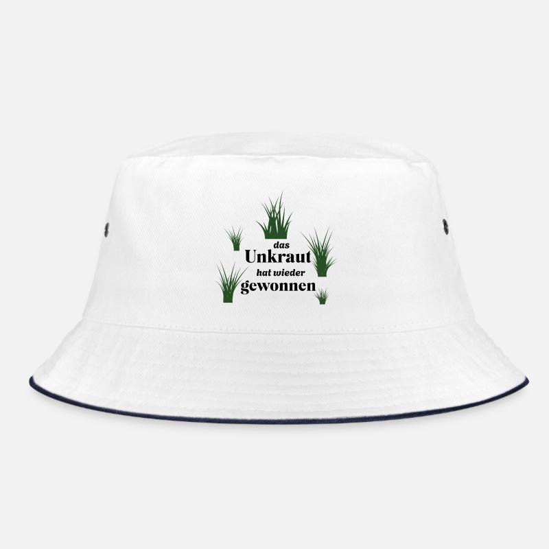 Unkraut - lustiger Spruch über Gartenarbeit/Garten - Bucket Hat - Weiß/Navy