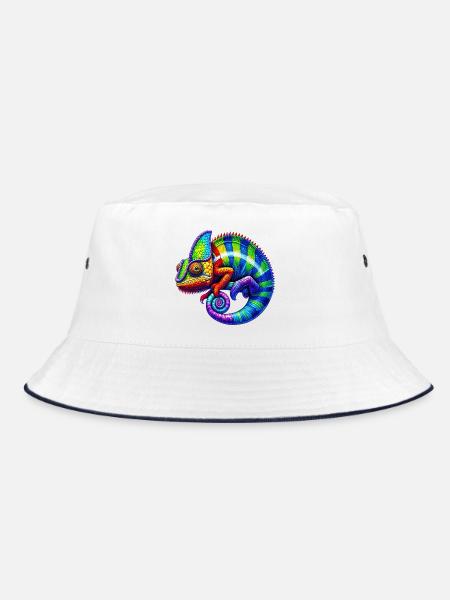 Chamäleon - Bucket Hat - Weiß/Navy