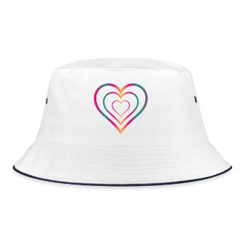 VIELEN DANK. GELIEBTE. MEISTER. HERZ. DANKE HERRIN. - Bucket Hat - Weiß/Navy - Vorne
