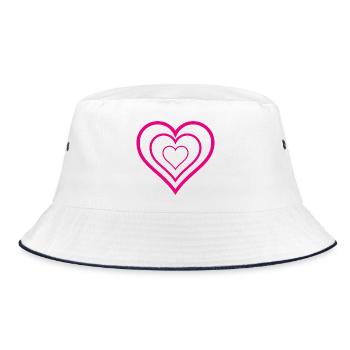 HERZ. VIELEN DANK. GELIEBTE. MEISTER. DANKE HERRIN. - Bucket Hat - Weiß/Navy - Vorne