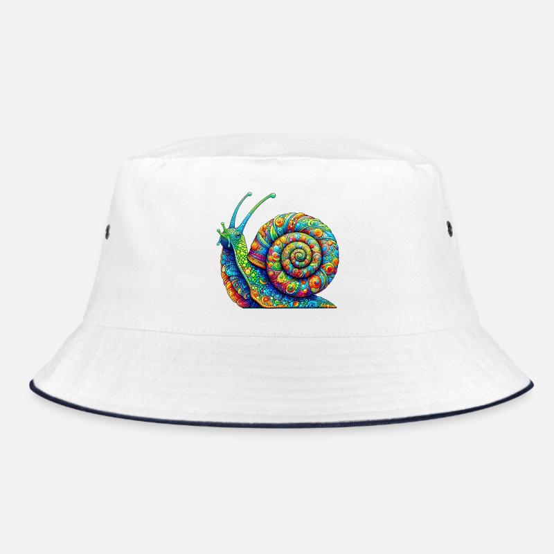 Schnecke - Bucket Hat - Weiß/Navy