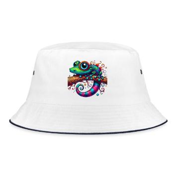 Gecko - Bucket Hat - white/navy - Front