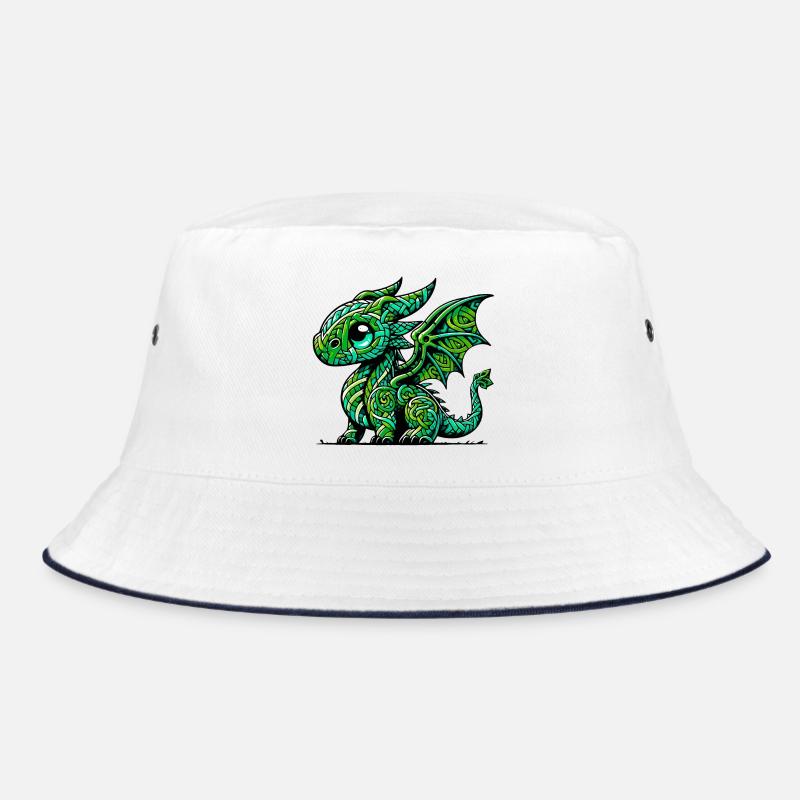 Drache - Bucket Hat - Weiß/Navy