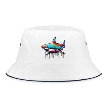 Shark - Bucket Hat - white/navy - Front