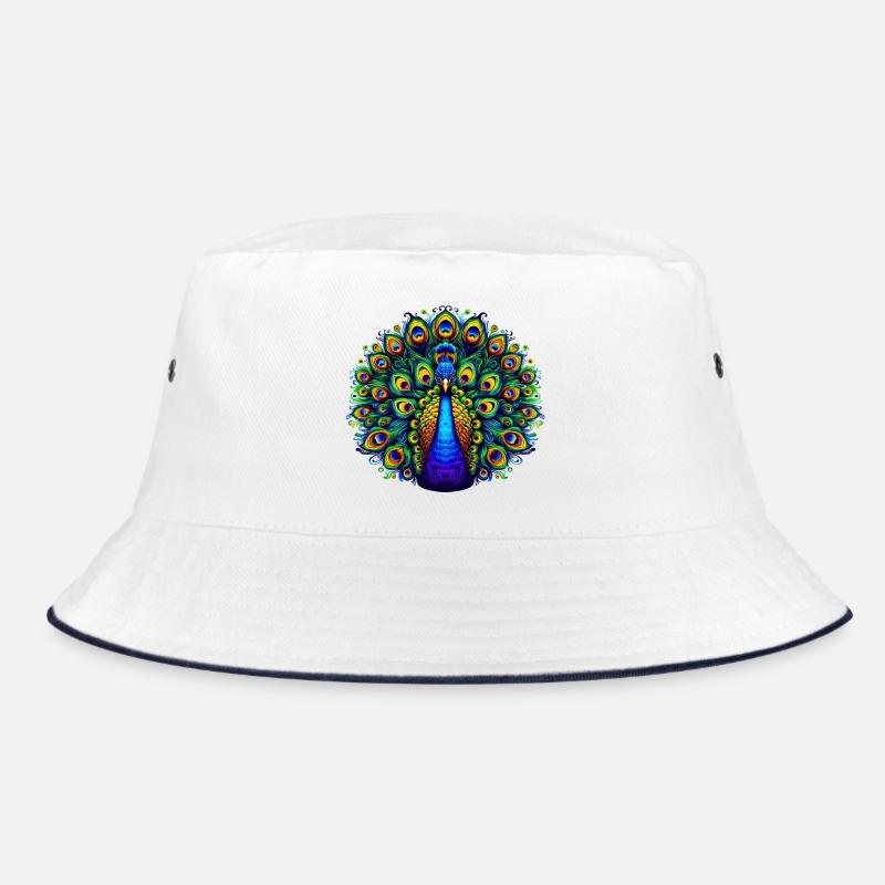 Pfau - Bucket Hat - Weiß/Navy