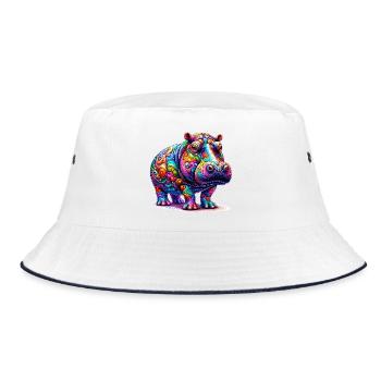 Hippopotamus - Bucket Hat - white/navy - Front