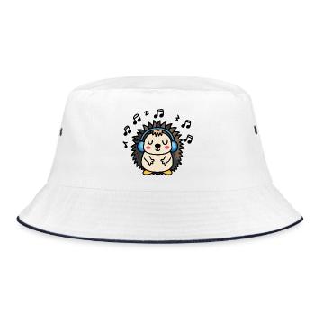 DJ Jeżyk – rhythmic vibration in the style of a hedgehog - Bucket Hat - white/navy - Front