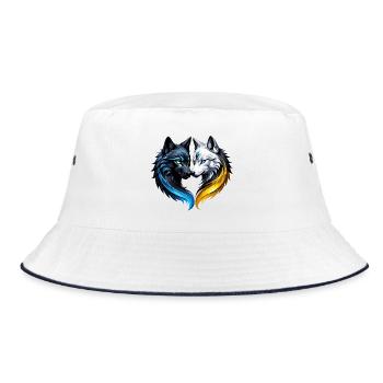 Majestic wolf heads. - Bucket Hat - white/navy - Front