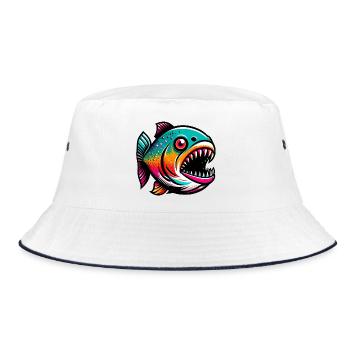 Piranha - Bucket Hat - white/navy - Front