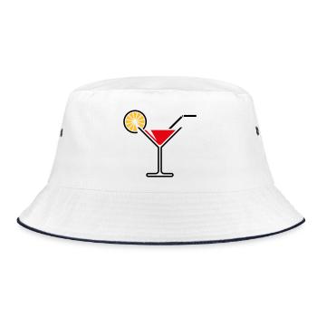 Cocktail Glass / Martini Glass (Red) - Bucket Hat - white/navy - Front