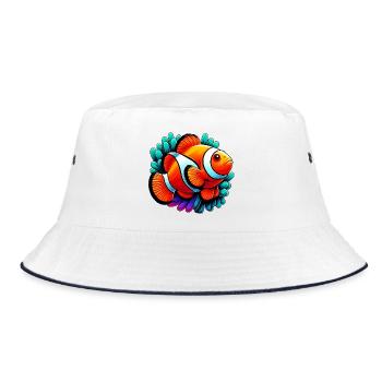 Clownfische - Bucket Hat - Weiß/Navy - Vorne