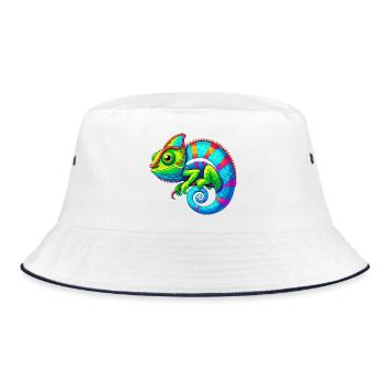 Chamäleon - Bucket Hat - Weiß/Navy - Vorne