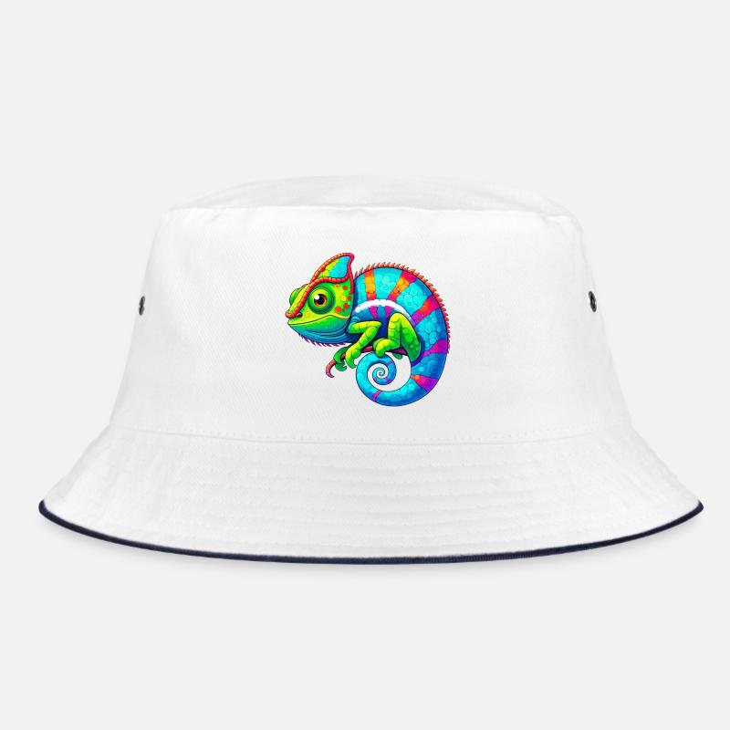 Chamäleon - Bucket Hat - Weiß/Navy
