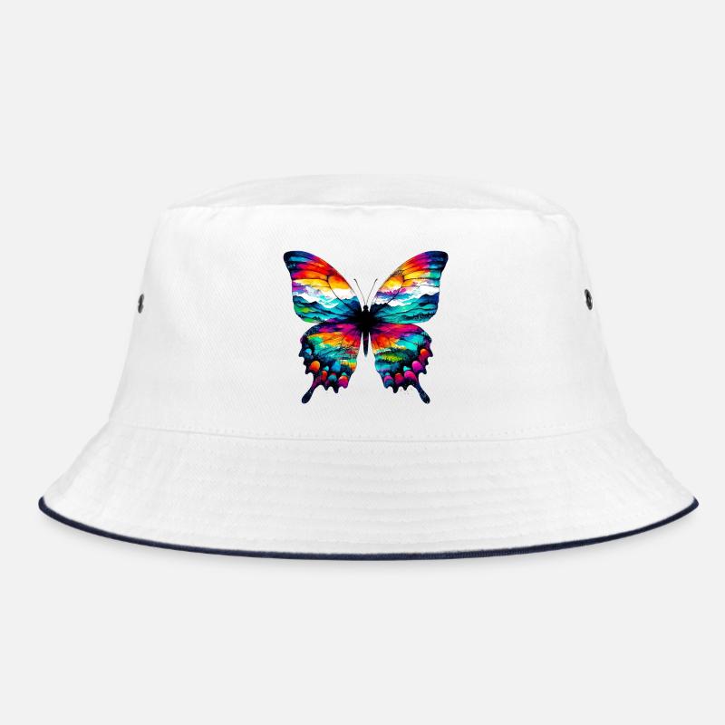 Butterfly - Bucket Hat - white/navy