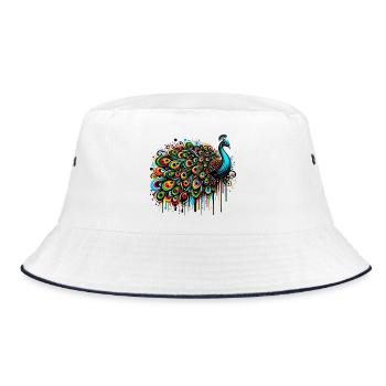 Peacock - Bucket Hat - white/navy - Front