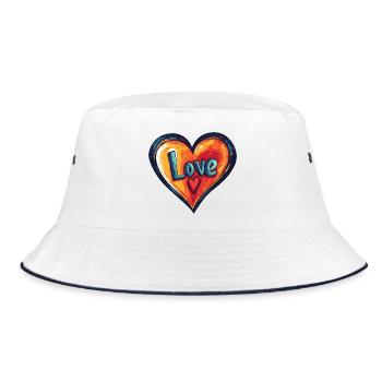 Farbenreiches Liebesherz Kunstdesign - Bucket Hat - Weiß/Navy - Vorne