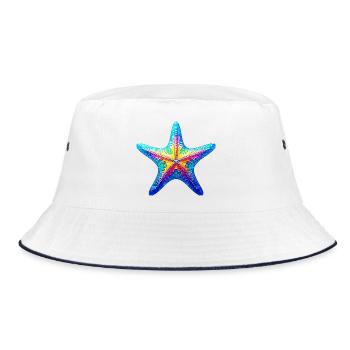 Seestern - Bucket Hat - Weiß/Navy - Vorne