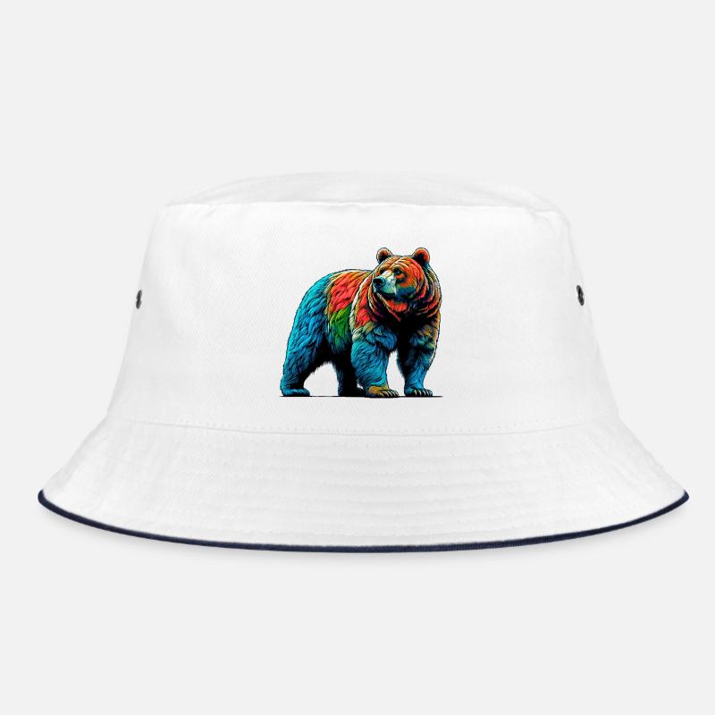 Bär - Bucket Hat - Weiß/Navy