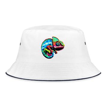 Chamäleon - Bucket Hat - Weiß/Navy - Vorne