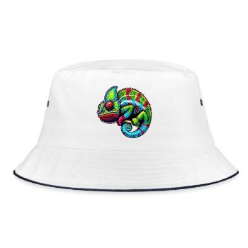 Chamäleon - Bucket Hat - Weiß/Navy - Vorne