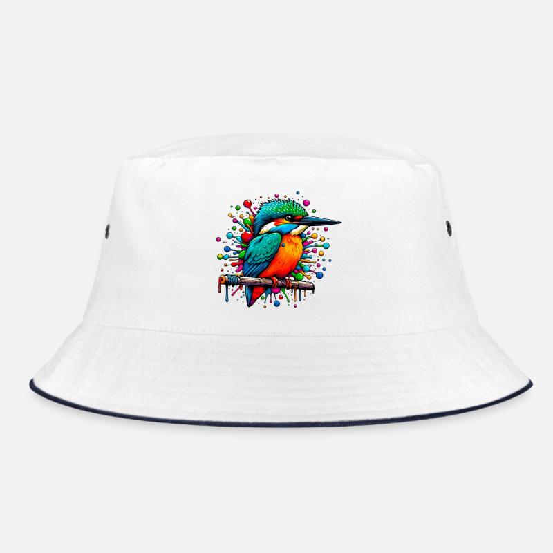 Eisvogel - Bucket Hat - Weiß/Navy