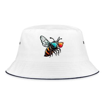 Bee - Bucket Hat - white/navy - Front