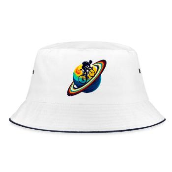 Cyclist on Saturn - Bucket Hat - white/navy - Front