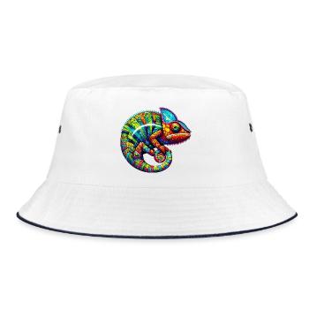 Chamäleon - Bucket Hat - Weiß/Navy - Vorne
