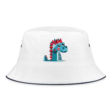 Ein Dino – Verspielte und farbenfrohe Illustration - Bucket Hat - Weiß/Navy - Vorne