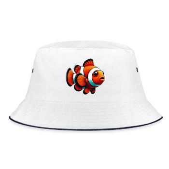 Clownfisch - Bucket Hat - Weiß/Navy - Vorne