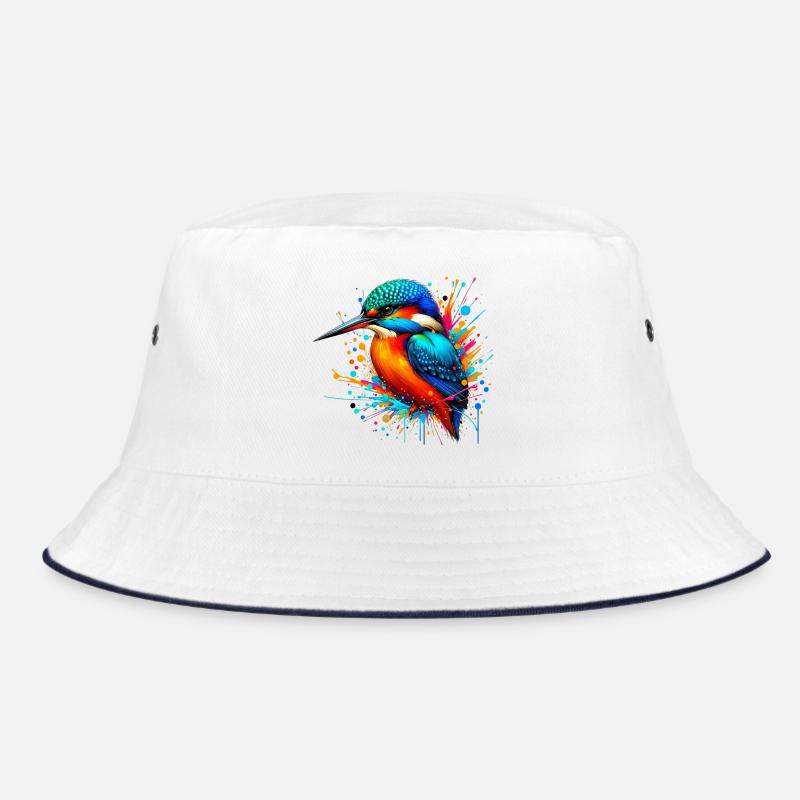Eisvogel - Bucket Hat - Weiß/Navy