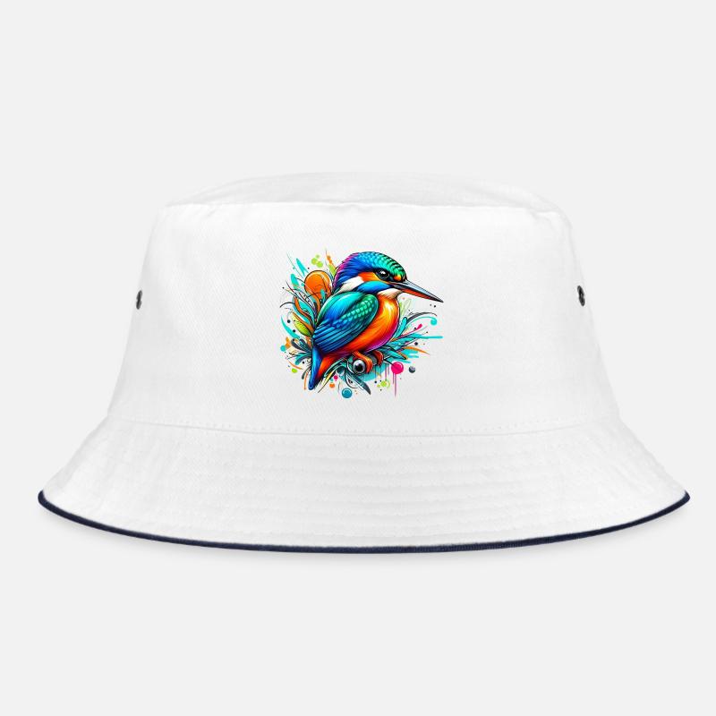 Eisvogel - Bucket Hat - Weiß/Navy