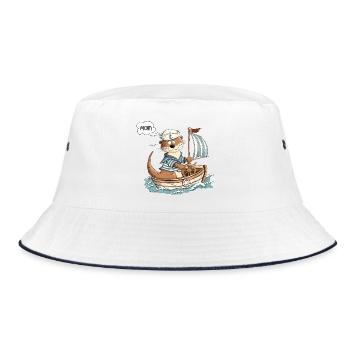 Moin Otter Boot Segeln Segelboot Nordsee - Bucket Hat - Weiß/Navy - Vorne