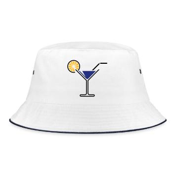 Cocktail Glass / Martini Glass + (Blue) - Bucket Hat - white/navy - Front