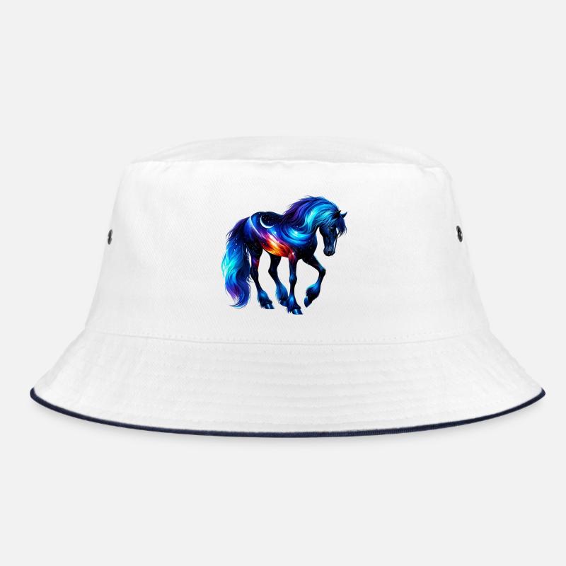 Pferd - Bucket Hat - Weiß/Navy