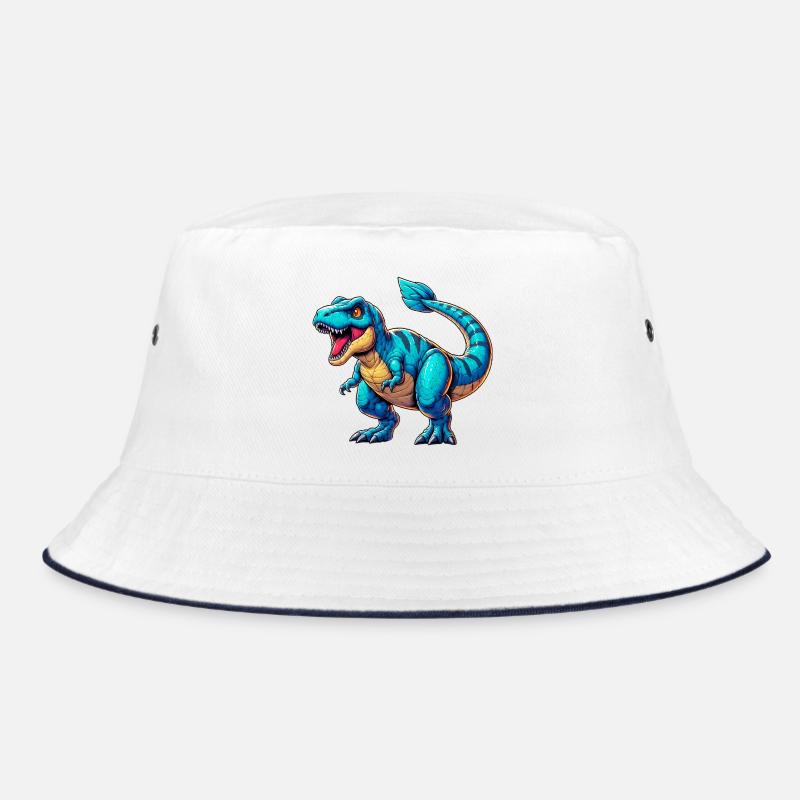 Dinosaurier - Bucket Hat - Weiß/Navy