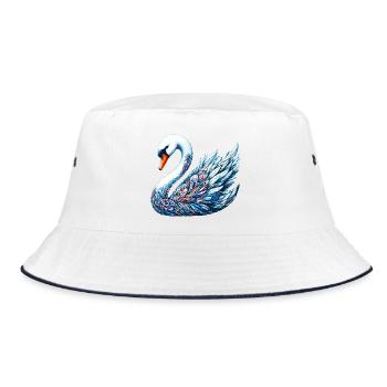 Schwan - Bucket Hat - Weiß/Navy - Vorne
