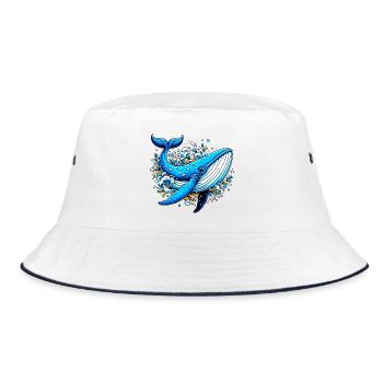 Wal - Bucket Hat - Weiß/Navy - Vorne