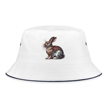 Hase - Bucket Hat - Weiß/Navy - Vorne