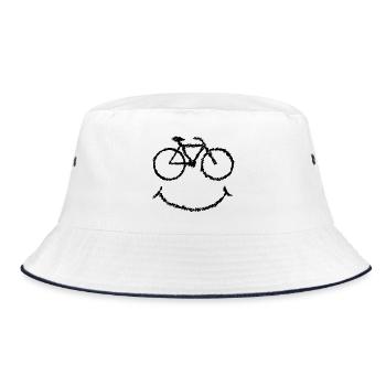 Fahrrad Lächeln gekritzelt Geschenkidee zum Radeln - Bucket Hat - Weiß/Navy - Vorne
