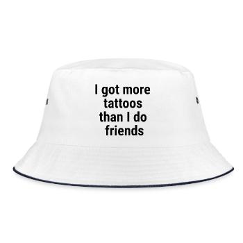 Ich habe mehr Tattoos als Freunde Schwarz - Bucket Hat - Weiß/Navy - Vorne